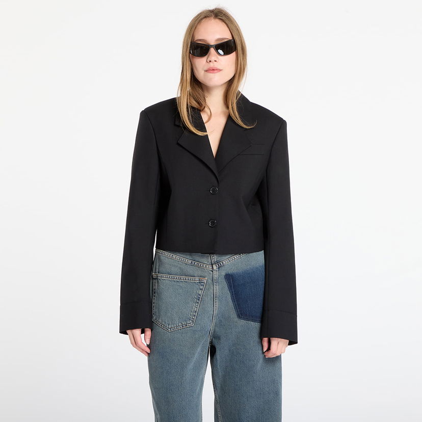 Jakke Off-White Big Bookish Crop Jacket Sort | OWEF12LF25FAB0011047
