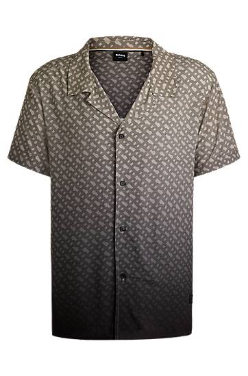 Skjorte BOSS Regular-Fit Monogram Print Degradé Shirt Grå | 50534342
