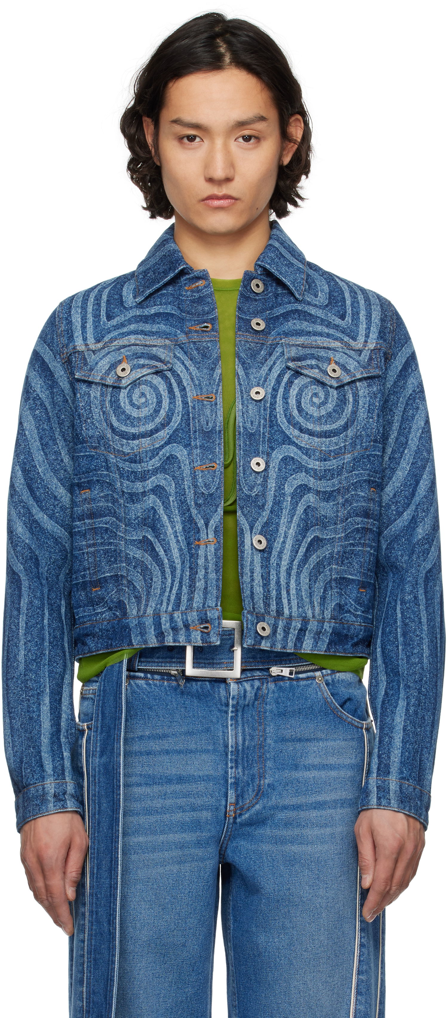 Jakke Jean Paul Gaultier Jean Paul Gaultier Spiral Denim Jacket Blå | 25/34-U-VE114L-D017-5556, 0
