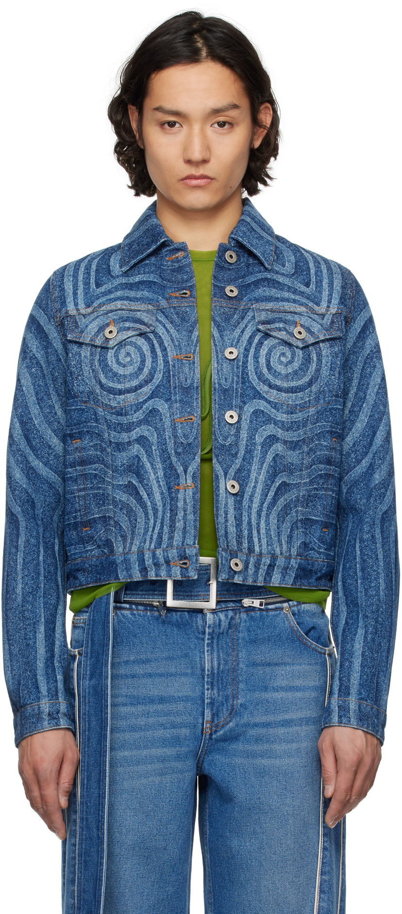 Jakke Jean Paul Gaultier Jean Paul Gaultier Spiral Denim Jacket Blå | 25/34-U-VE114L-D017-5556