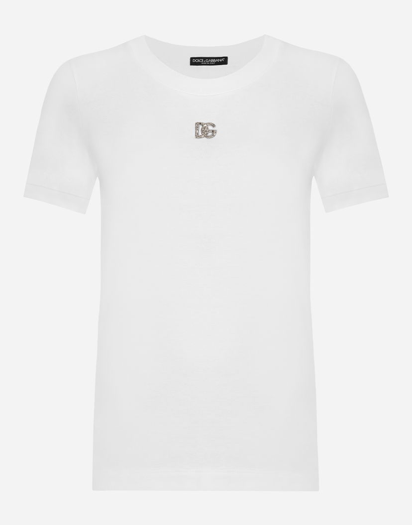 T-shirt Dolce & Gabbana T-shirt M/corta Giro Hvid | F8U08ZG7B3UW0800