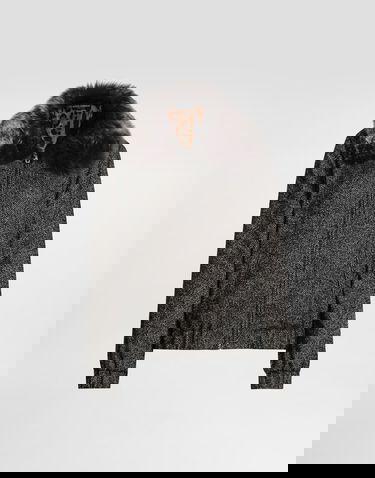 Bomberjakke Dolce & Gabbana Dolce & Gabbana Chevron Wool Bomber Jacket with Fur Collar Grå | F9S93TFCBAJS8030, 0