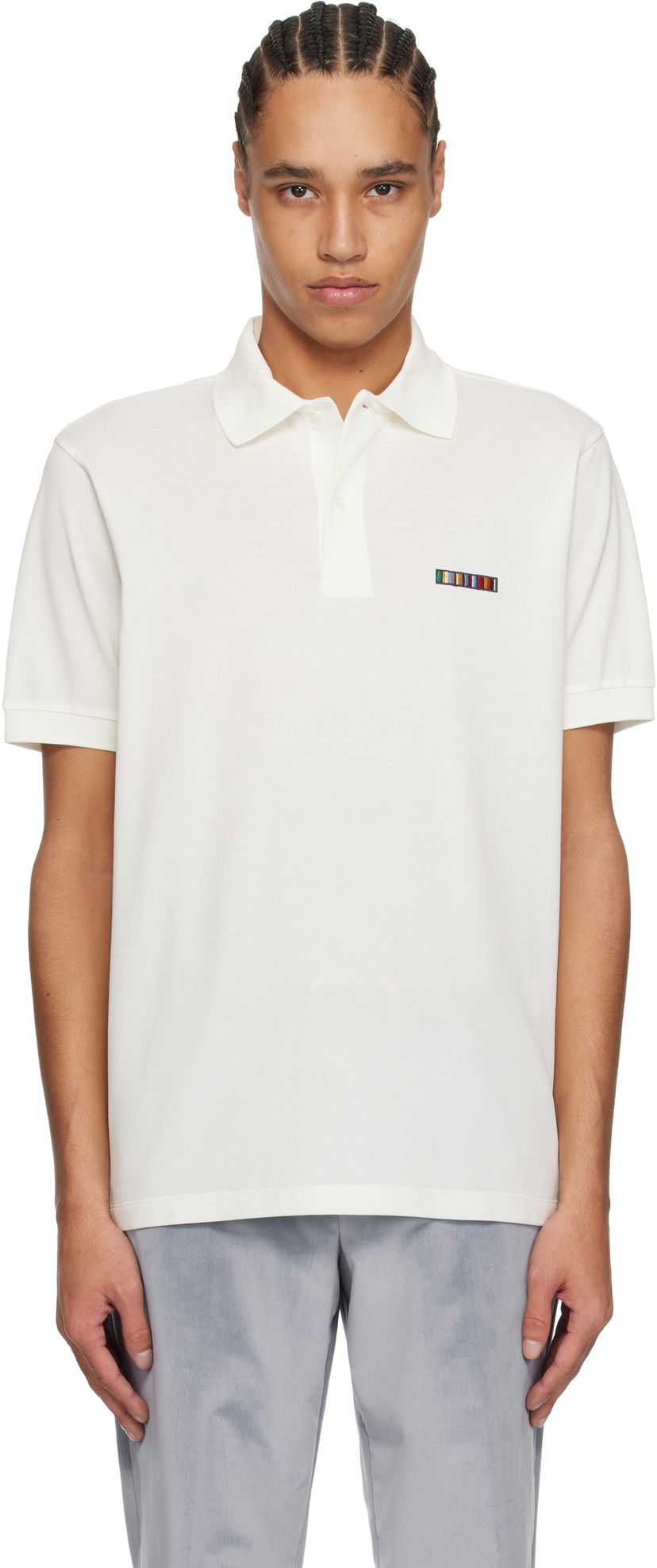 Polo skjorte Paul Smith Paul Smith Signature Stripe Logo Cotton Polo Hvid | M1R-698P-NP4724-01