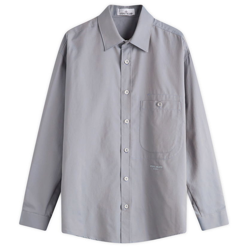 Skjorte Stone Island Marina Oxford Overshirt, Size Large Grå | K2S151100003-V0040