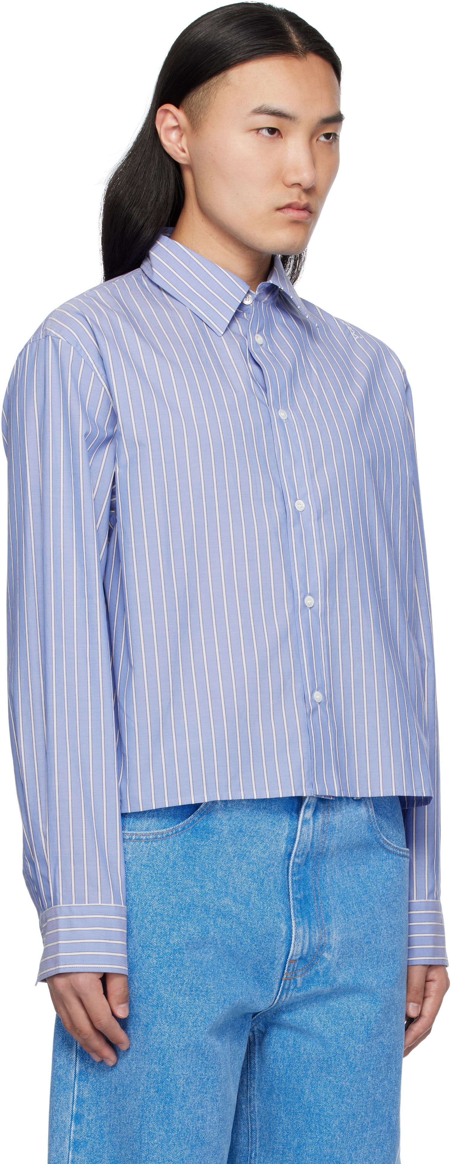 Skjorte Marni Marni Poplin Stripe Cropped Shirt Blå | CUMU0337S0 UTC455, 1