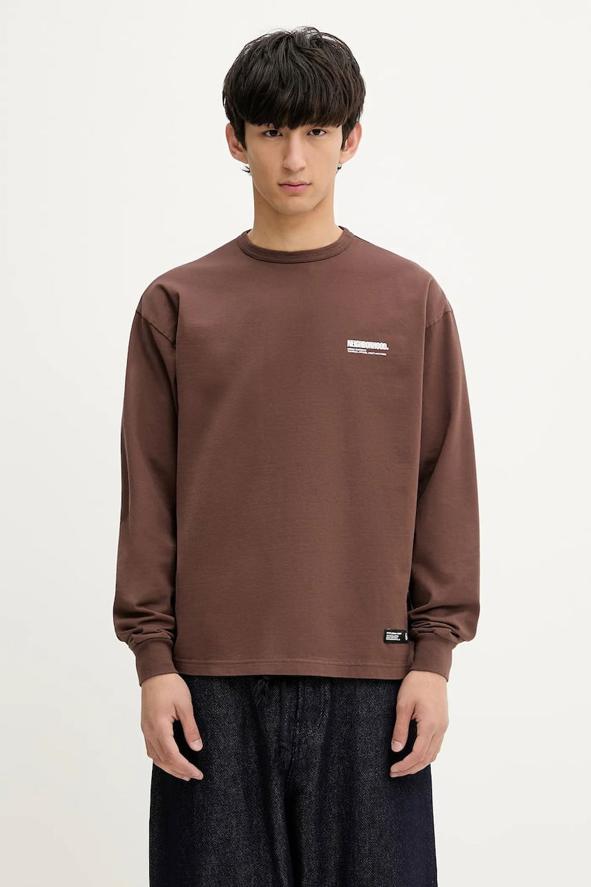 T-shirt Neighborhood NEIGHBORHOOD Classic Crewneck Ls Graphic Tee Brun | 251FPNH.CSM03