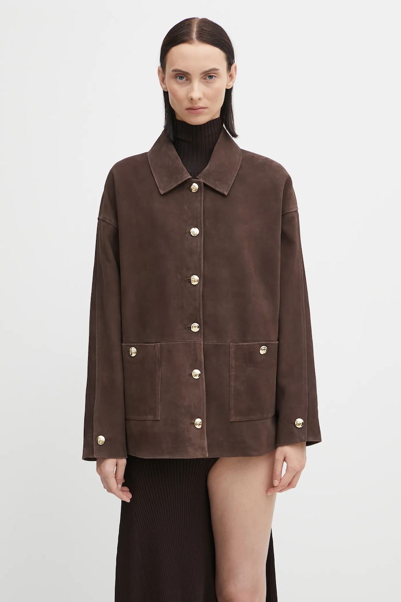 Jakke Anine Bing Anine Bing Luca Oversize Suede Transitional Jacket Brun | A.01.11854