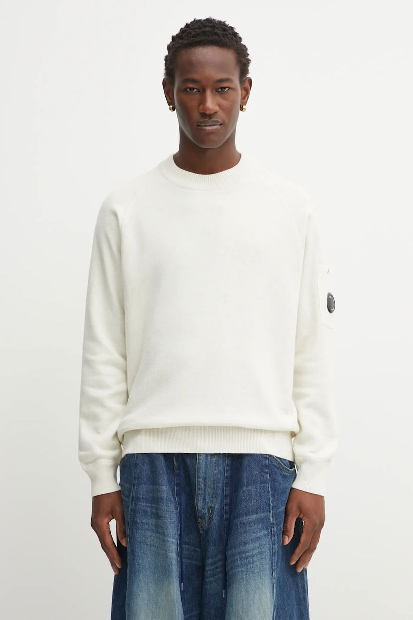 Sweater C.P. Company C.P. Company Wool Blend Sweater Hvid | 19CMKN198A110468A