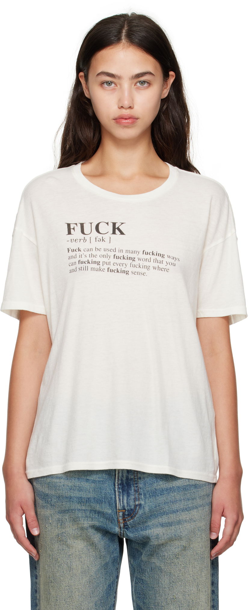 T-shirt R13 R13 Relaxed T-Shirt "Fuck" Hvid | R13WK141-K115B