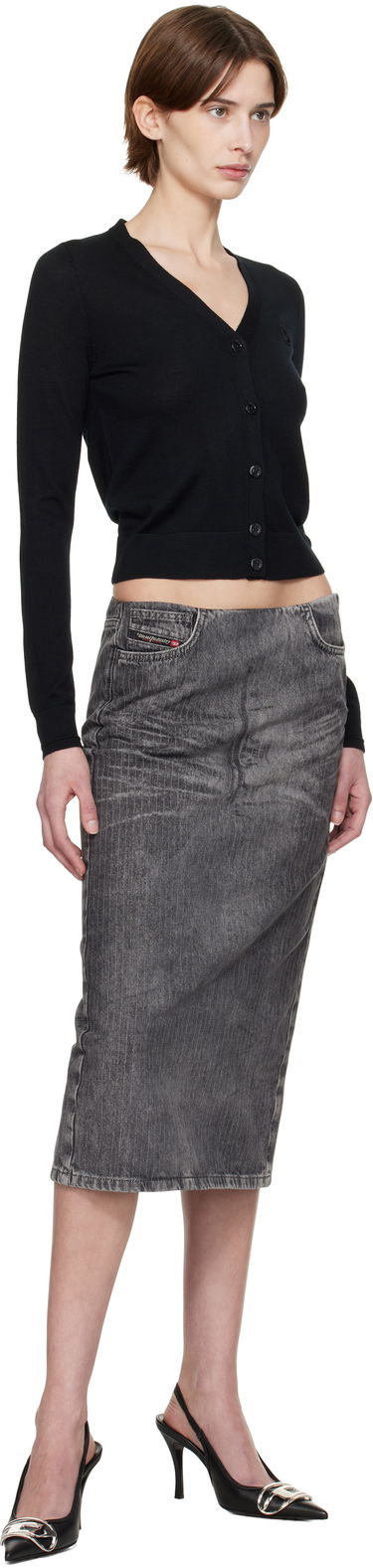 Sweater Diesel M-Alima Cropped Cardigan Sort | A17499 0DCCH, 3