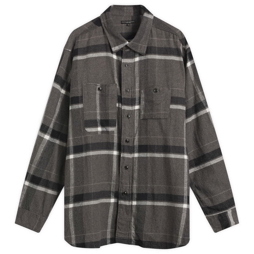 Skjorte Engineered Garments Engineered Garments Brushed Big Plaid Work Shirt, Size Small Grå | 25F1A007-ES071