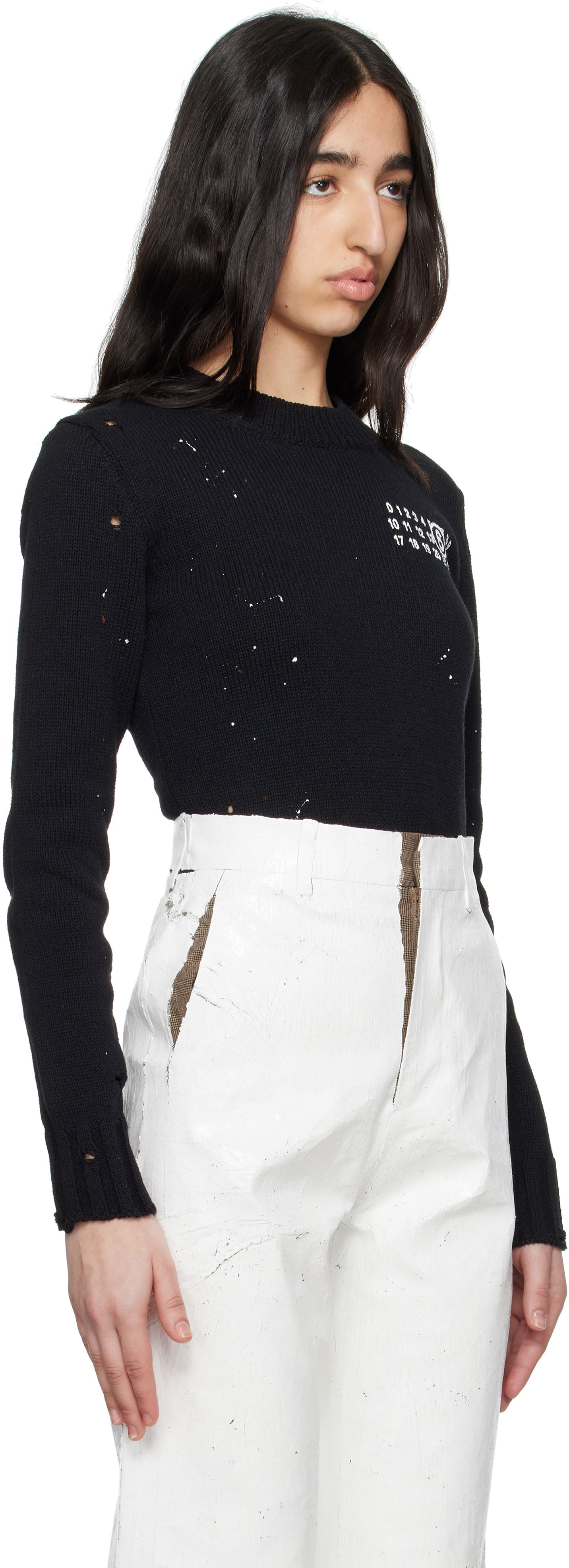 Sweater Maison Margiela MM6 Maison Margiela Paint Residue Knit Sweater Sort | S62HL0034 M13123, 1
