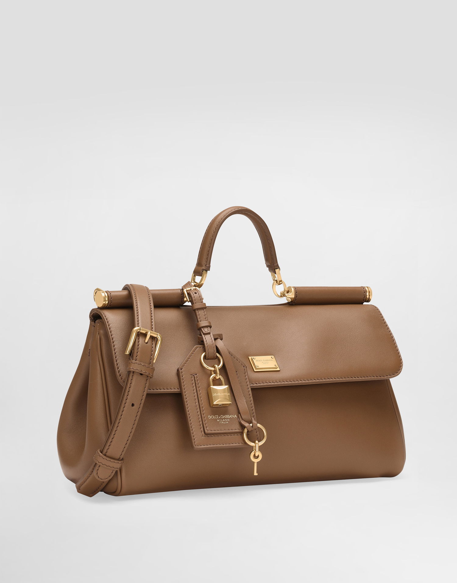 Håndtaske Dolce & Gabbana Dolce & Gabbana My Sicily Plongé Calfskin Handbag Brun | BB7782B73218Z093, 1