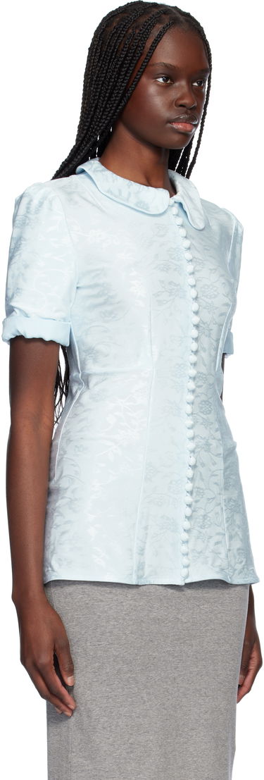Skjorte Jil Sander Jil Sander Fluid Viscose Jacquard Blouse Blå | J03NF0001_J20297, 1