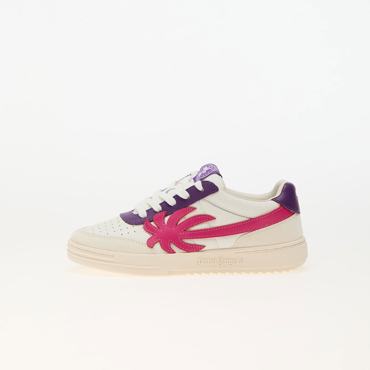 Sneakers og sko Palm Angels Palm Beach University Leather White Fuchsia Hvid | PGIA014F24LEA0020132, 0