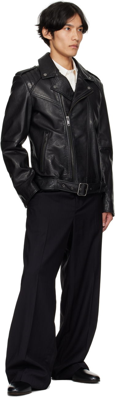 Jakke BOSS Regular-fit biker jacket in buffalo leather Sort | 50542108, 4