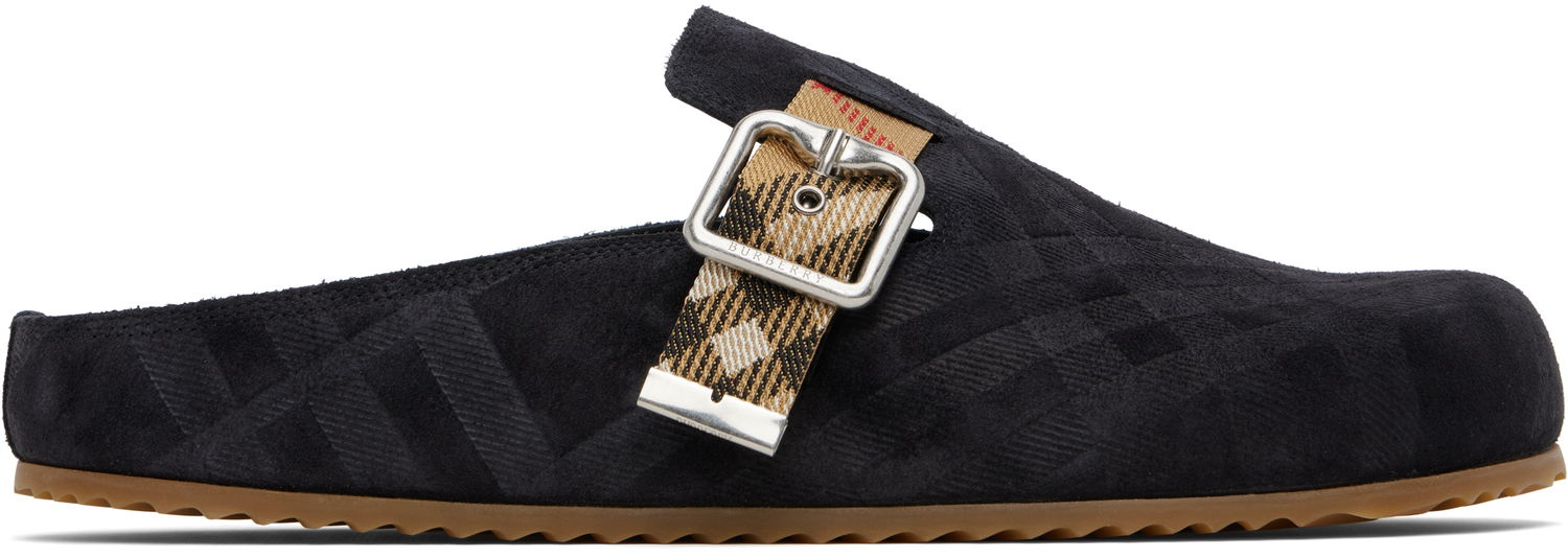 Tøj Burberry Burberry Check Suede Urchin Clogs Sort | 8113394, 0