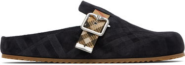 Tøj Burberry Burberry Check Suede Urchin Clogs Sort | 8113394, 0