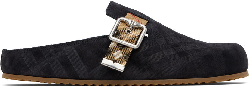 Tøj Burberry Burberry Check Suede Urchin Clogs Sort | 8113394