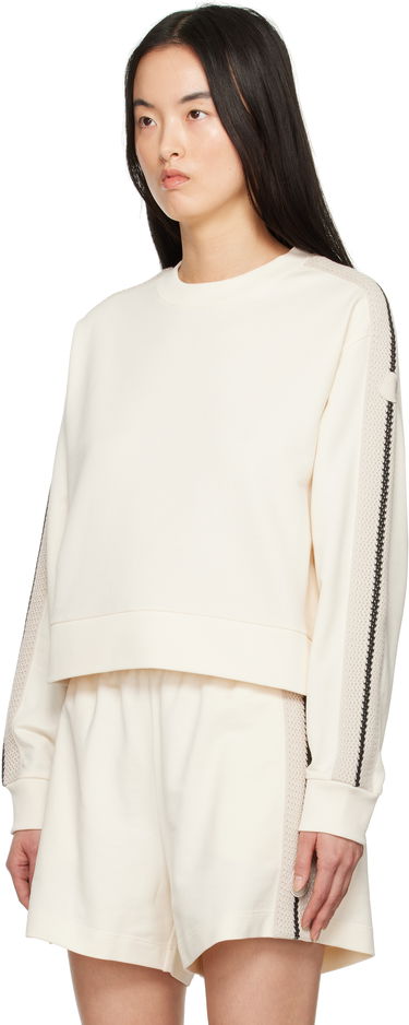 Sweater Moncler Moncler Cropped Sweatshirt with Striped Trim Hvid | K10938G0003389A1K, 3