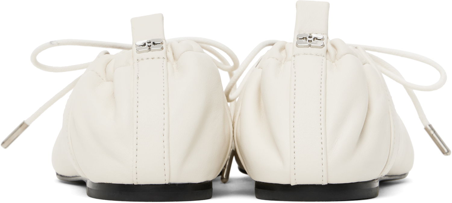 Kjole GANNI GANNI Lace-Up Ballerina Flats Hvid | S2962, 1