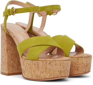 Sneakers og sko Gianvito Rossi Bebe Cork Platform Sandals Grøn | G31522.70RIC.CSG, 3