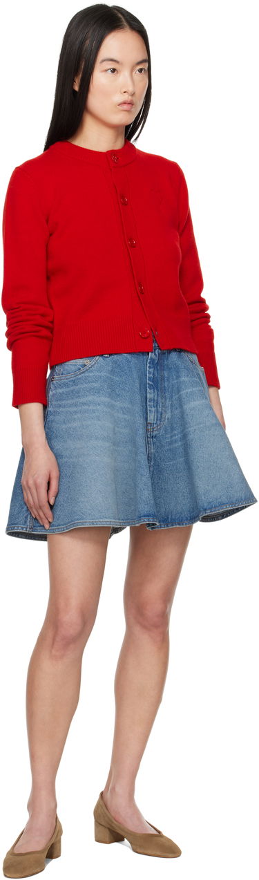 Sweater AMI AMI Paris Ami de Coeur Crewneck Wool Cardigan Rød | FKC171.KN0071, 3