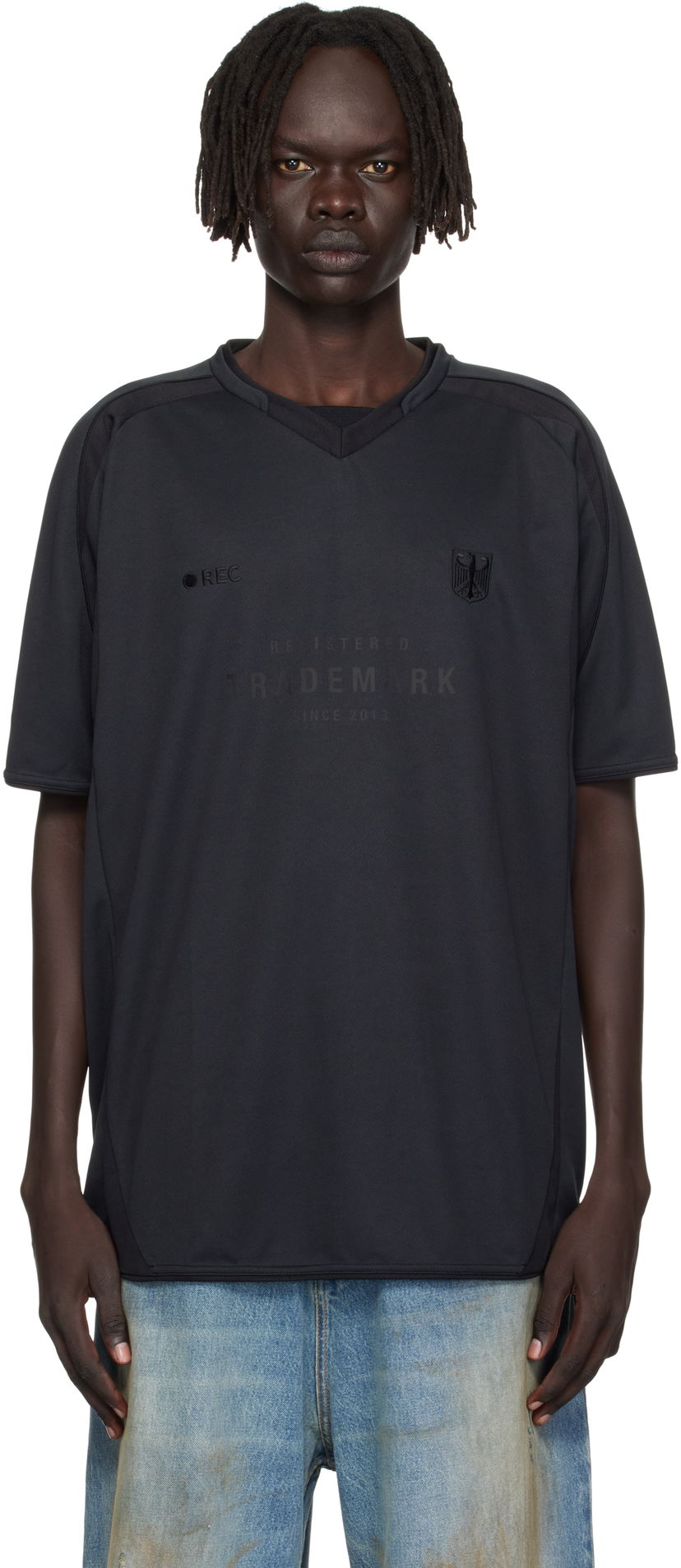 T-shirt VETEMENTS Trademark Football Jersey Sort | UH76TR500B
