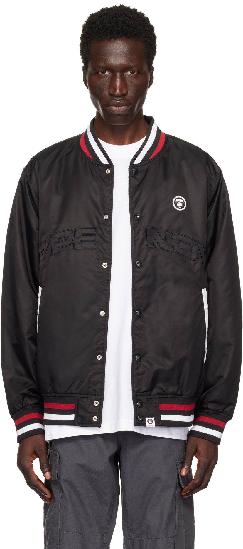 Bomberjakke AAPE by A Bathing Ape AAPE by A Bathing Ape 'AAPE Now' Bomber Jacket Sort | AAPJKM7656XXNBKX