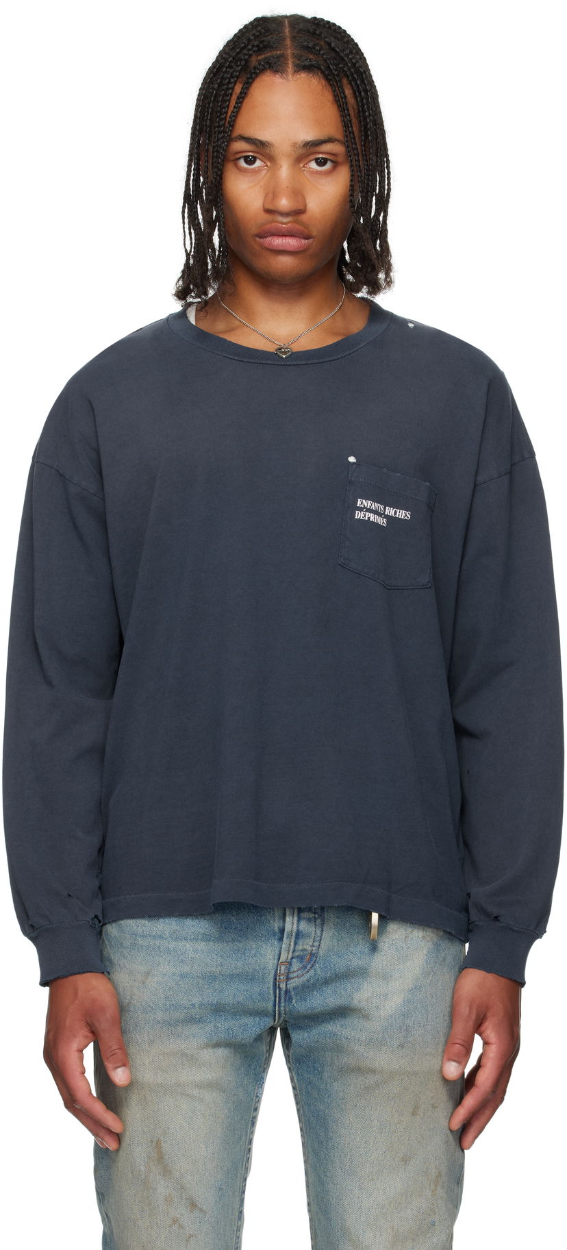 T-shirt Enfants Riches Déprimés Enfants Riches Déprimés Classic Logo Long Sleeve T-Shirt Mørkeblå | 010-860