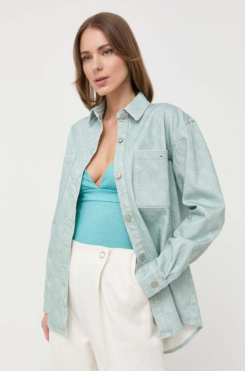 Skjorte GUESS Denim Shirt Grøn | W3GN57.WF5V3, 0