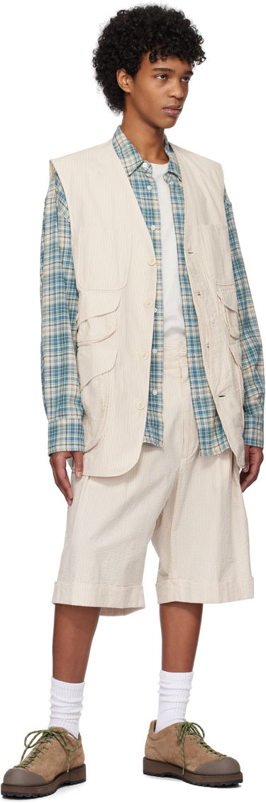 Vest Engineered Garments Engineered Garments Hunting Vest Beige | 25S1D079, 3