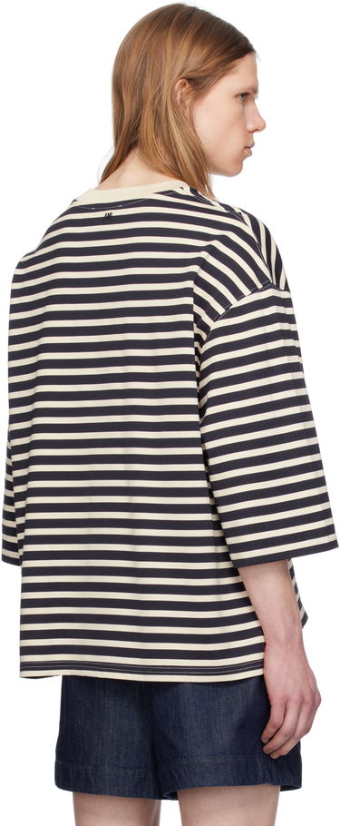 T-shirt AMI AMI Paris Loose Fit Striped T-Shirt Sort | UTS056.JE0121, 2