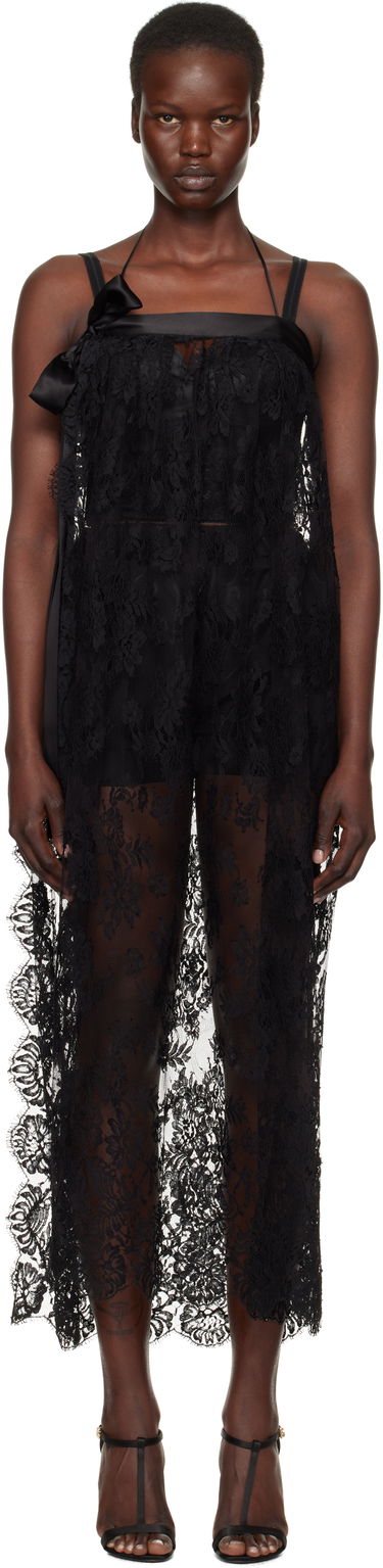 Kjole Dolce & Gabbana Dolce&Gabbana Chantilly Lace Midi Dress Sort | F6JRQT ILMA8, 0