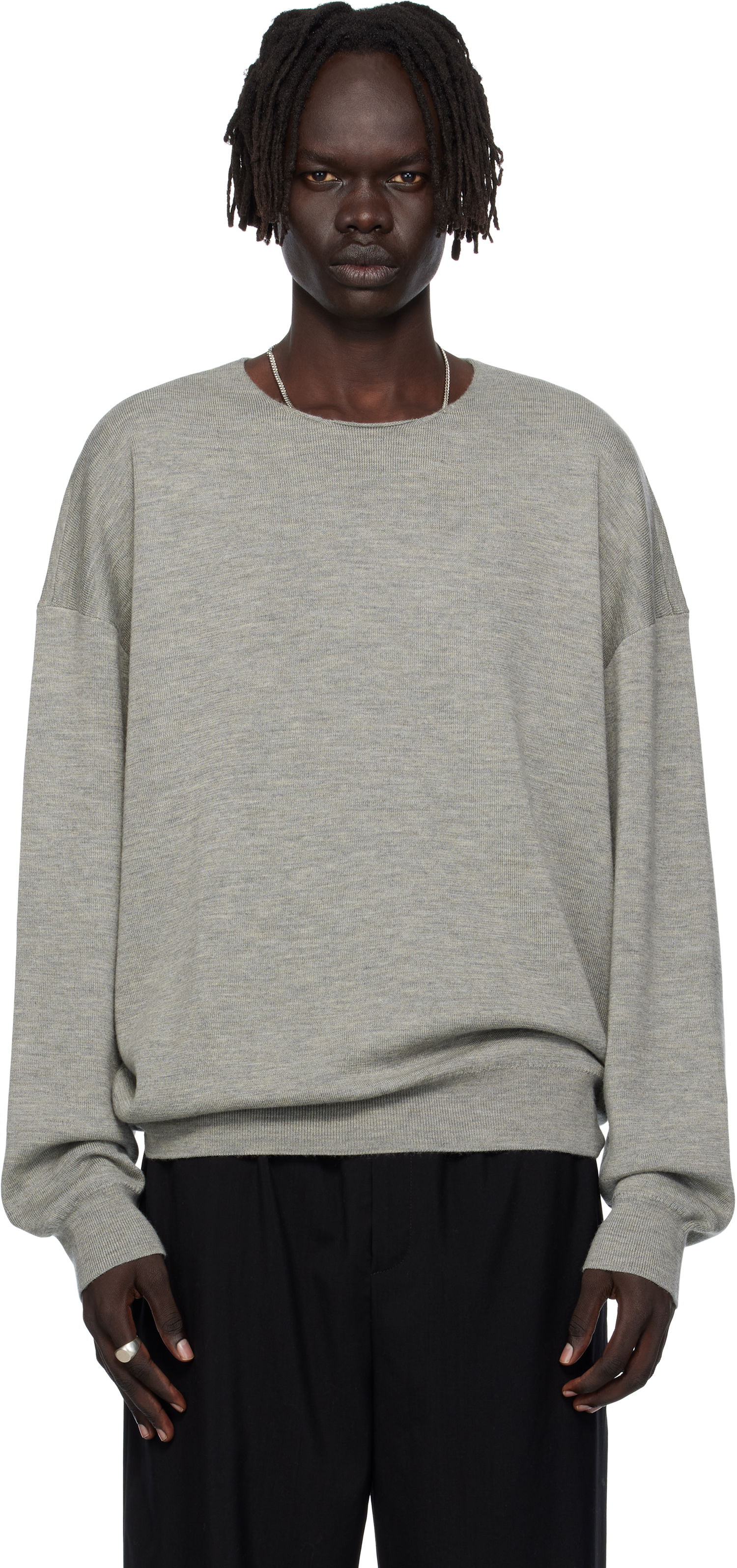 Sweater Fear of God Fear of God ESSENTIALS Long Sleeve Crewneck Sweater Grå | 192SP256495F, 0