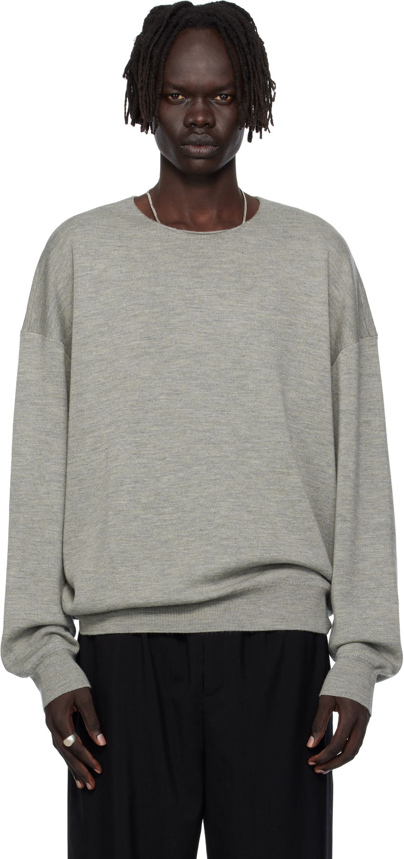 Sweater Fear of God Fear of God ESSENTIALS Long Sleeve Crewneck Sweater Grå | 192SP256495F