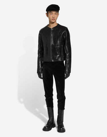 Jakke Dolce & Gabbana Collarless Leather Jacket Sort | G9BHGLHULVXN0000, 1