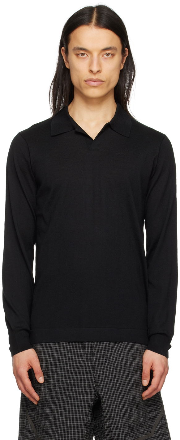 Polo skjorte NORSE PROJECTS Norse Projects ARKTISK Single-Button Polo Sort | N45-0539