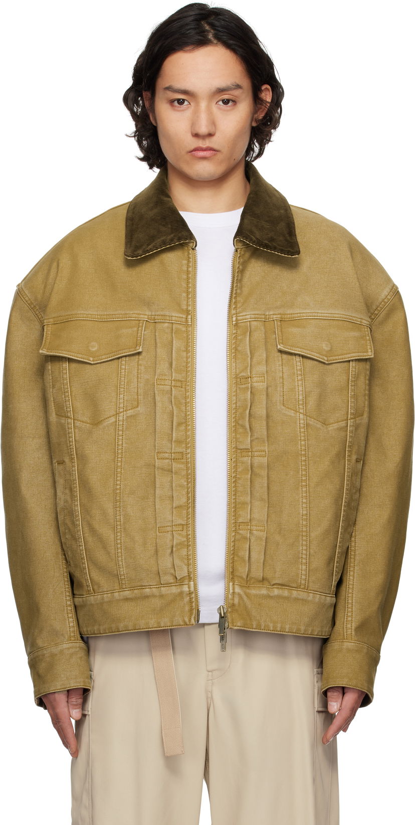 Jakke Feng Chen Wang Feng Chen Wang Washed Canvas Workwear Jacket Gul | FUS19JK11