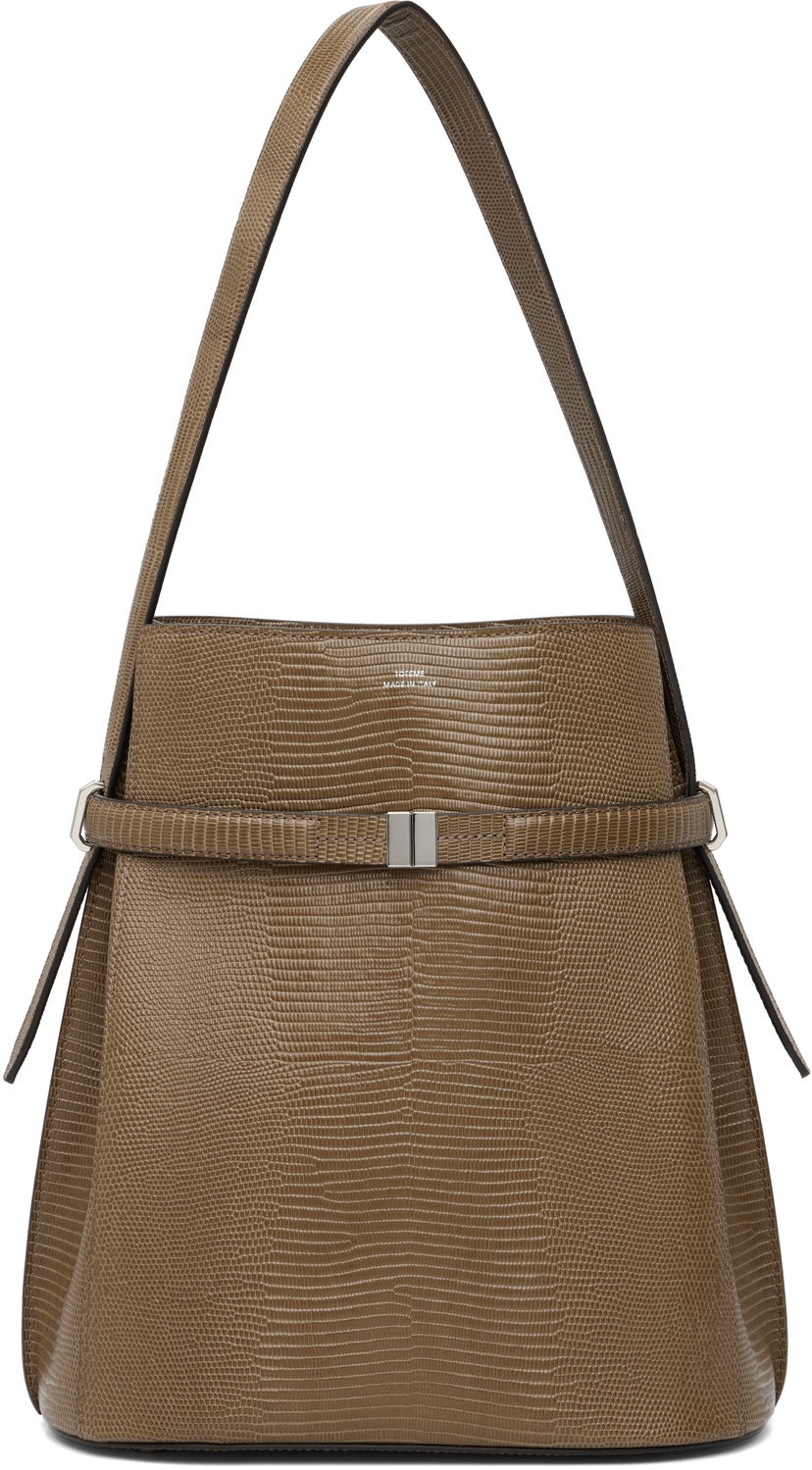 Håndtaske TOTEME TOTEME Belted Lizard-Embossed Bucket Bag Brun | 251-WAL0048-LE0102