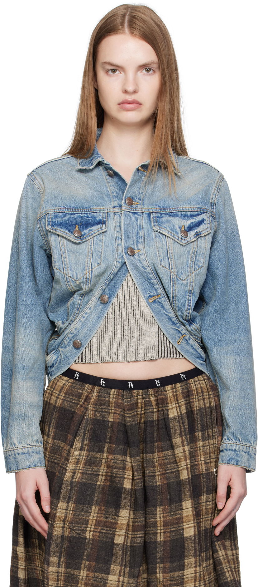 Jakke R13 R13 Wrap Around Trucker Jacket Blå | R13WD182-D343A