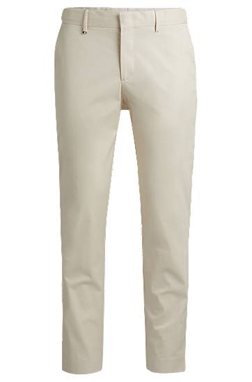 Bukser BOSS Slim-Fit Stretch Cotton Trousers Beige | 50521043, 0
