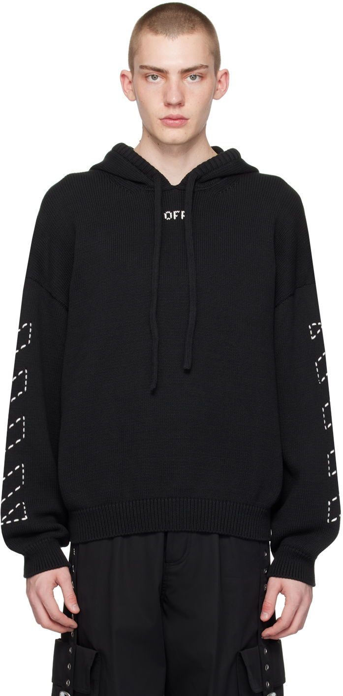 Sweatshirt Off-White Black Stitch Arr Hoodie Sort | OMHU024C99KNI0011061