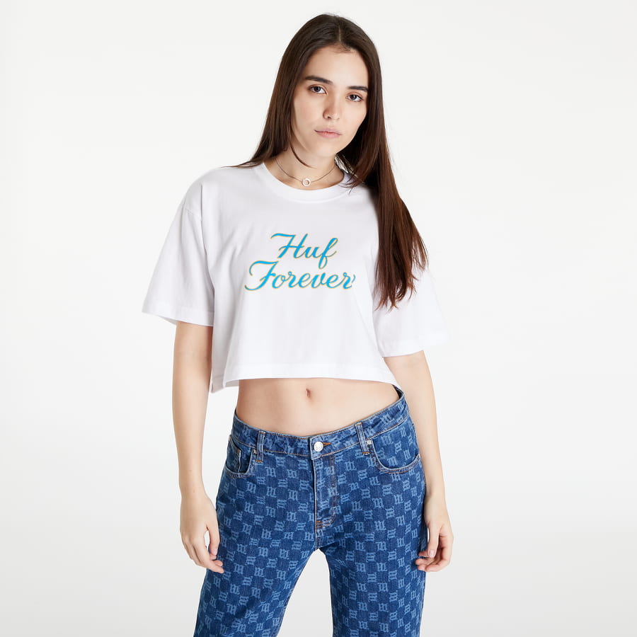 Crop top HUF Forever Crop Tee Hvid | WTS0048 WHITE, 0