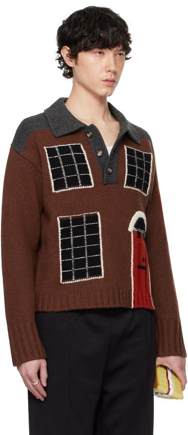 Sweater JW Anderson JW Anderson House Intarsia Polo Sweater Flerfarvet | KW1347-YN0413, 4