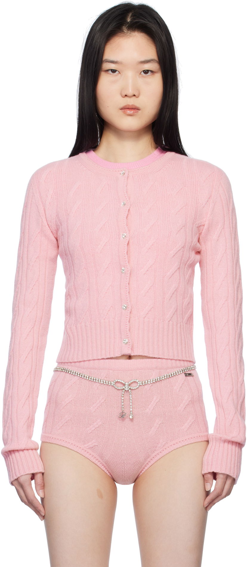 Sweater Blumarine Blumarine Wool & Cashmere Knit Cardigan Lyserød | P522M570A