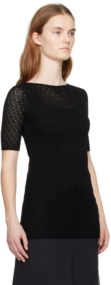 T-shirt TOTEME TOTEME Slim Knit T-Shirt Sort | 242-WRT2837-YA0040, 1