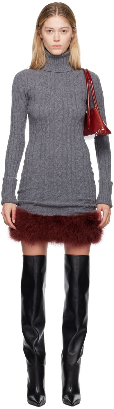 Kjole Blumarine Blumarine Turtleneck Dress With Fur Grå | A422A505A