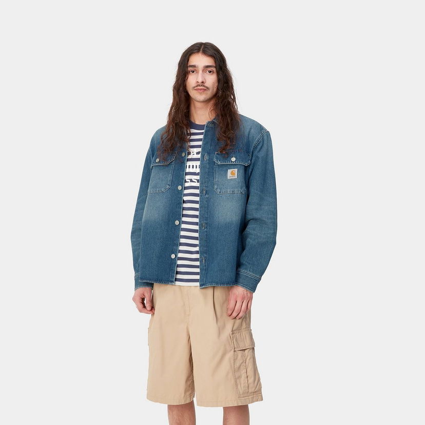 Skjorte Carhartt WIP Harvey Shirt Blå | I033346_01_4L