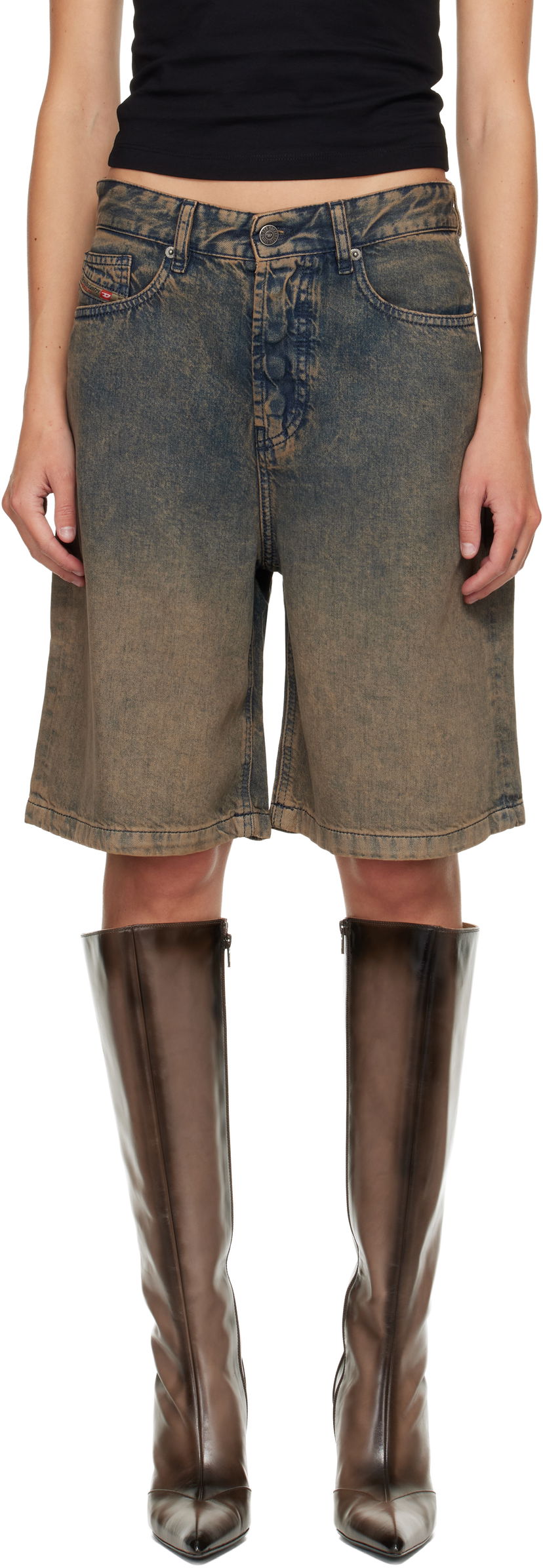 Shorts Diesel De-Sire-Short-S Distressed Denim Baggy Shorts Flerfarvet | A16319 068TA